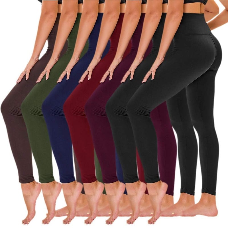 TNNZEET 7 Pack Plus Size Leggings for Women - High Waisted Yoga Pants with Pockets Black Leggings Women Full Length & Capri - Image 1