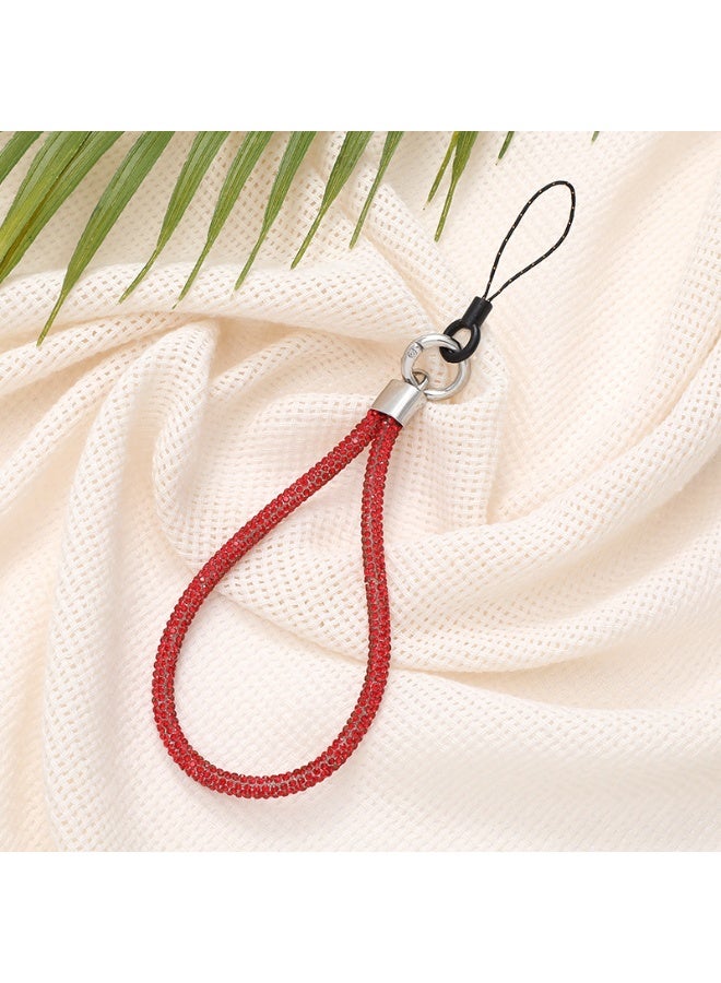 NIBEMINENT Beaded Phone Lanyard, Anti Lost Removable Wrist Strap, Sparkling Rhinestones Bracelet Pendant, Phone Keychain Lanyard,K2649/Big Red - Image 1