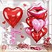 Togvu 32 Inch Large Red Heart Balloons 11pcs 30Inch Large Pink Red Lip Heart Kiss Foil Balloon Love Letter Foil Balloon for Valentines Day Romantic Special Night Makeup Wedding Anniversary Party Decoration - Image 2