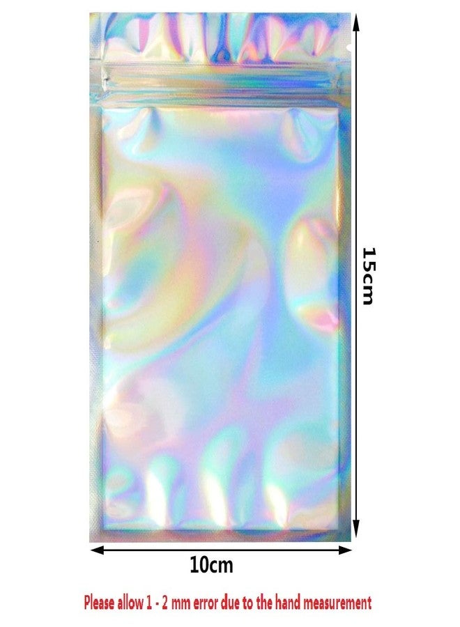 Tayfremn 100 Pieces Resealable Smell Proof Bags, Flat Clear Food Storage Bags Pouch Aluminum Plastic Packaging Bags, Rainbow Color (4x6inch) - Image 2