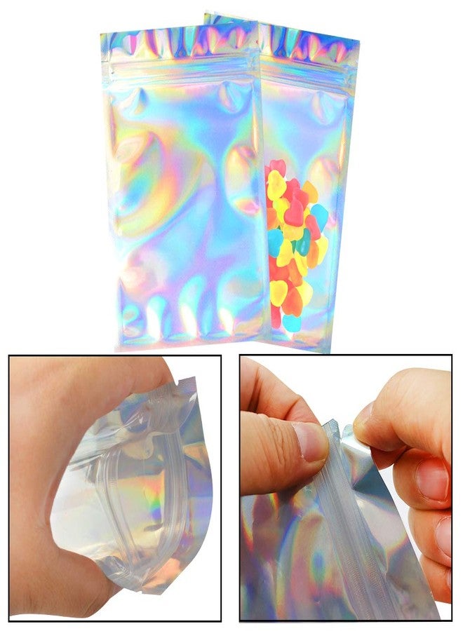 Tayfremn 100 Pieces Resealable Smell Proof Bags, Flat Clear Food Storage Bags Pouch Aluminum Plastic Packaging Bags, Rainbow Color (4x6inch) - Image 4