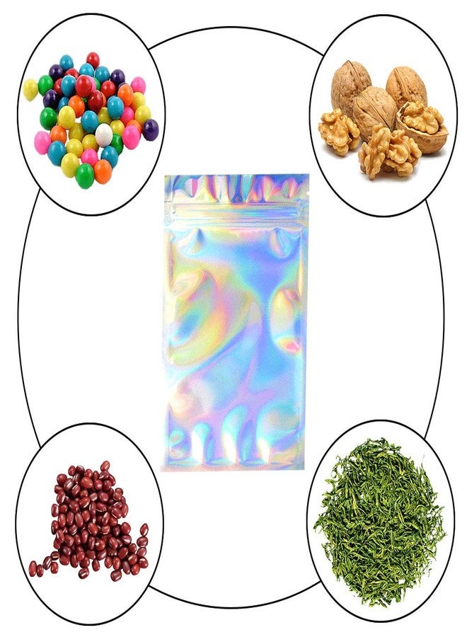 Tayfremn 100 Pieces Resealable Smell Proof Bags, Flat Clear Food Storage Bags Pouch Aluminum Plastic Packaging Bags, Rainbow Color (4x6inch) - Image 5