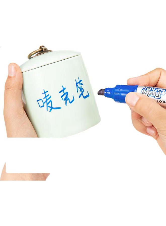 Pilot Double-Headed Marker Pen Boxed Oil-Based Marker Pen Logistics Pen Large Font Pen Mfn-15Fb Black 10-Pack - Image 3