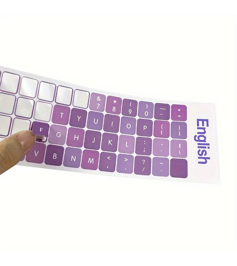 Russian English Keyboard Stickers 2pcs Purple Desktop Laptop Colorful Decals - Image 5