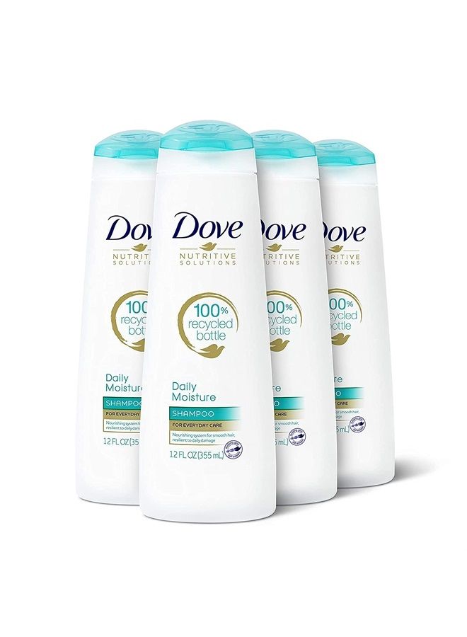Dove شامبو مرطب من نوتريتف سوليوشنز - رطوبة يومية 4 عبوات للشعر الجاف مع مركب برو-رطوبة لشعر سهل التحكم وحريري 12 أونصة - Image 1