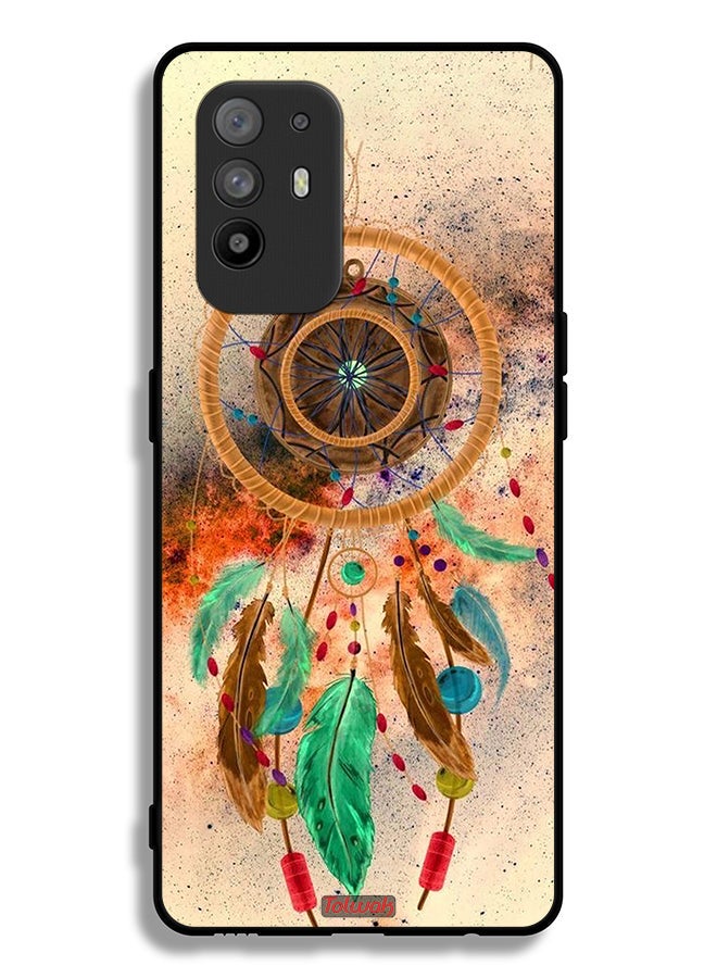 Tolwak Oppo F19 Pro Plus 5G Protective Case Cover Mandala Hanging Feathers - Image 2