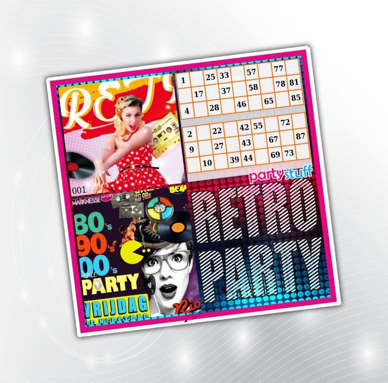 Party Stuff Retro Theme Tambola Housie in Duet Grid Kukuba (60 Cards, Card Paper) - list3099_1 - Image 1