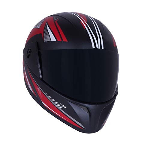 Western Era Pro ISI Certified Helmet || Full Face Red Graphics || Stylish || High-End Safety || UV Protection Visor || Enhanced Design || Ultra Comfort (Black Matte) (Size: Extra Large) - Image 1