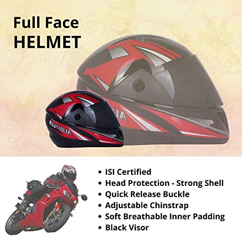 Western Era Pro ISI Certified Helmet || Full Face Red Graphics || Stylish || High-End Safety || UV Protection Visor || Enhanced Design || Ultra Comfort (Black Matte) (Size: Extra Large) - Image 5