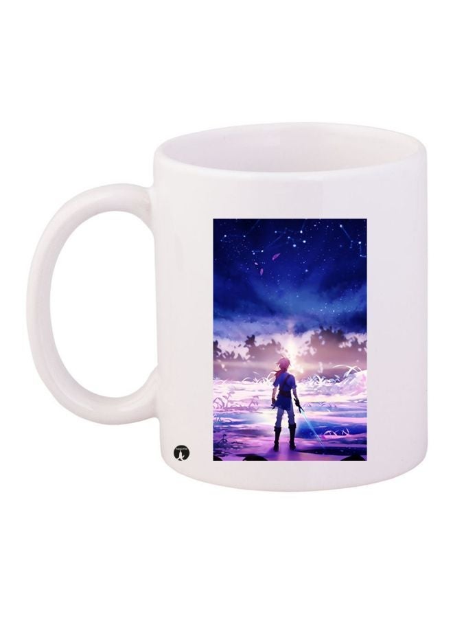 RYN Cartoon Printed Coffee Mug White/Blue/Purple 11ounce