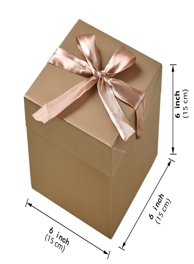 GP SUP 12 Pcs Squared Boxes with Lids & Ribbons,Gold Box for Birthdays,Gift Boxes for Christmas(Gold, 6”×6”×6”) - Image 2