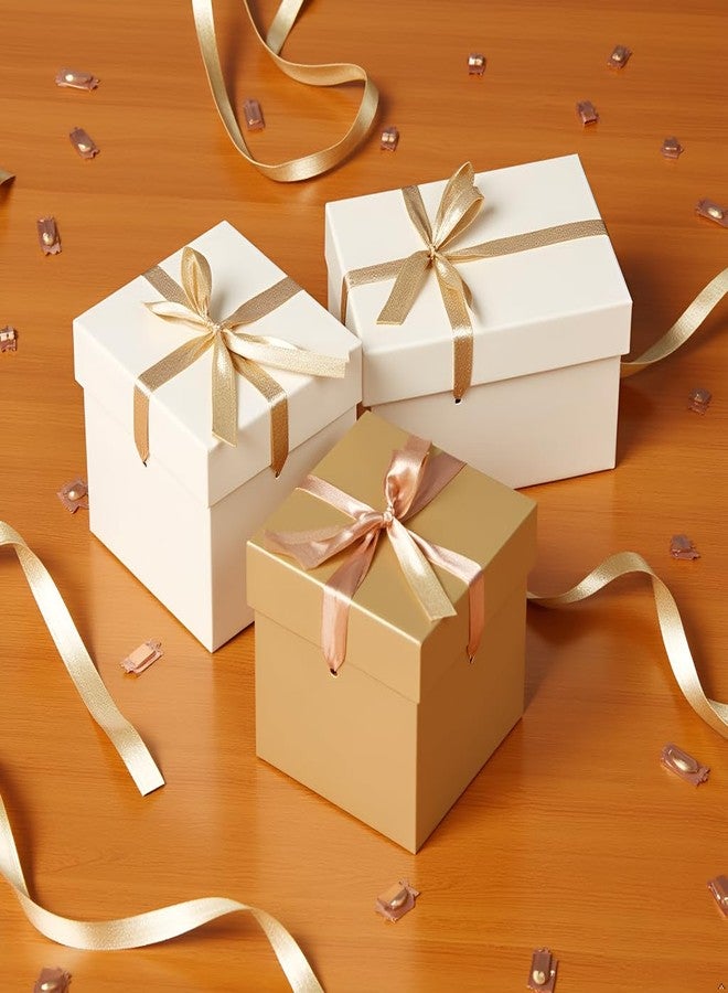 GP SUP 12 Pcs Squared Boxes with Lids & Ribbons,Gold Box for Birthdays,Gift Boxes for Christmas(Gold, 6”×6”×6”) - Image 5