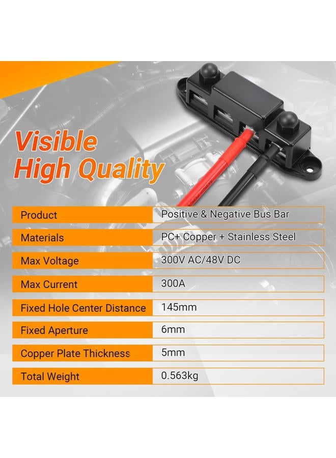 FEITON Power Distribution Block 12V 150A Busbar 5/16" Stud Terminal Strip 12-48V Heavy Duty Terminal Block Plus & Negative Junction Block Cover RV Marine Car Battery Bus Bar - Image 5