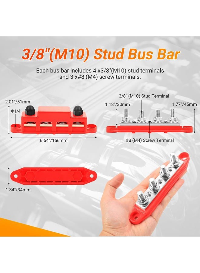 FEITON Power Distribution Block 12V 150A Busbar 5/16" Stud Terminal Strip 12-48V Heavy Duty Terminal Block Plus & Negative Junction Block Cover RV Marine Car Battery Bus Bar - Image 4