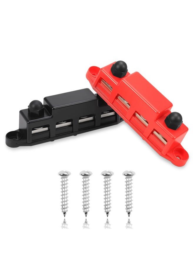 FEITON Power Distribution Block 12V 150A Busbar 5/16" Stud Terminal Strip 12-48V Heavy Duty Terminal Block Plus & Negative Junction Block Cover RV Marine Car Battery Bus Bar - Image 1