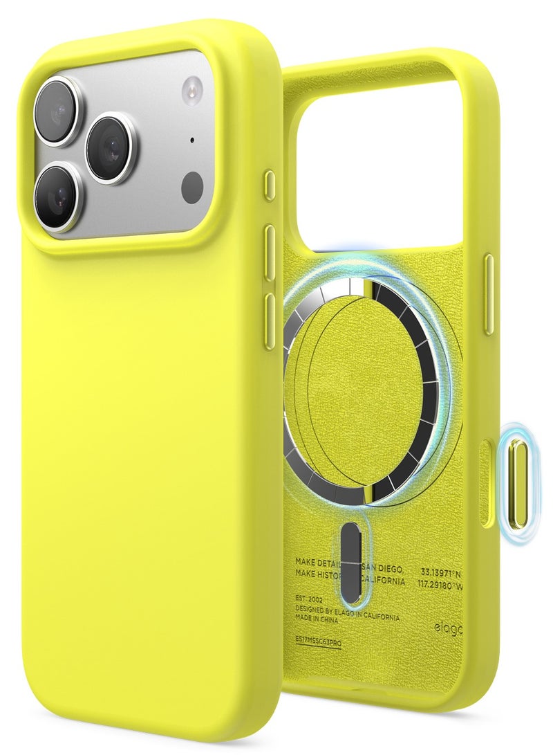 Elago Magnetic Liquid Silicone for iPhone 17 Pro case cover [Camera Control Button Cover] compatible with MagSafe Shockproof - Neon Yellow - Image 1