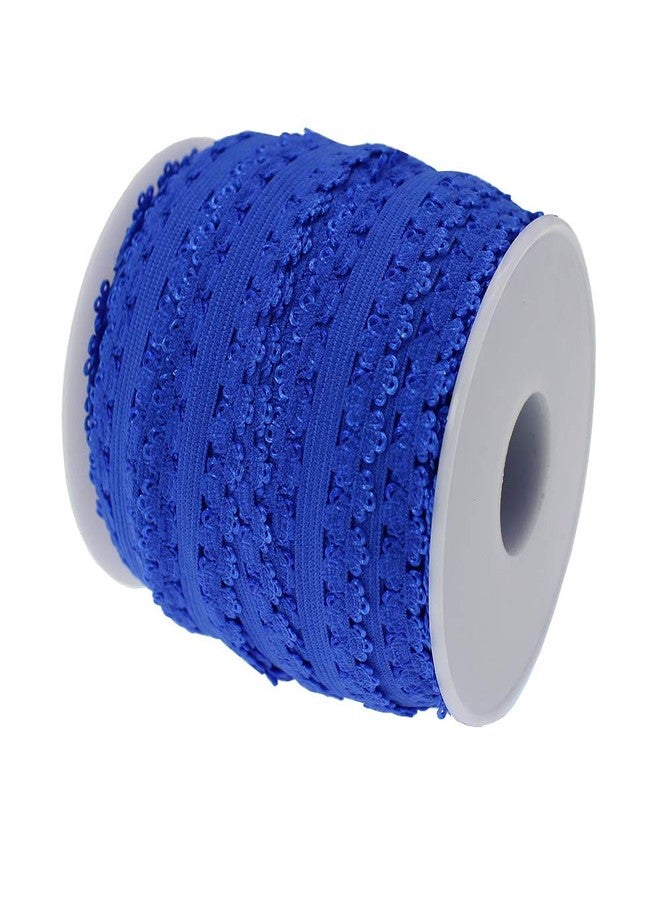 بامير تونج شريط بامير تونغ، لفة واحدة بطول 16 ياردة، حافة بيكو 3/4 بوصة، دانتيل مطاطي بحواف مكشكشة، دانتيل لأطواق الرأس (أزرق ملكي) - Image 2