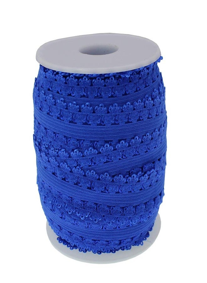 بامير تونج شريط بامير تونغ، لفة واحدة بطول 16 ياردة، حافة بيكو 3/4 بوصة، دانتيل مطاطي بحواف مكشكشة، دانتيل لأطواق الرأس (أزرق ملكي) - Image 3
