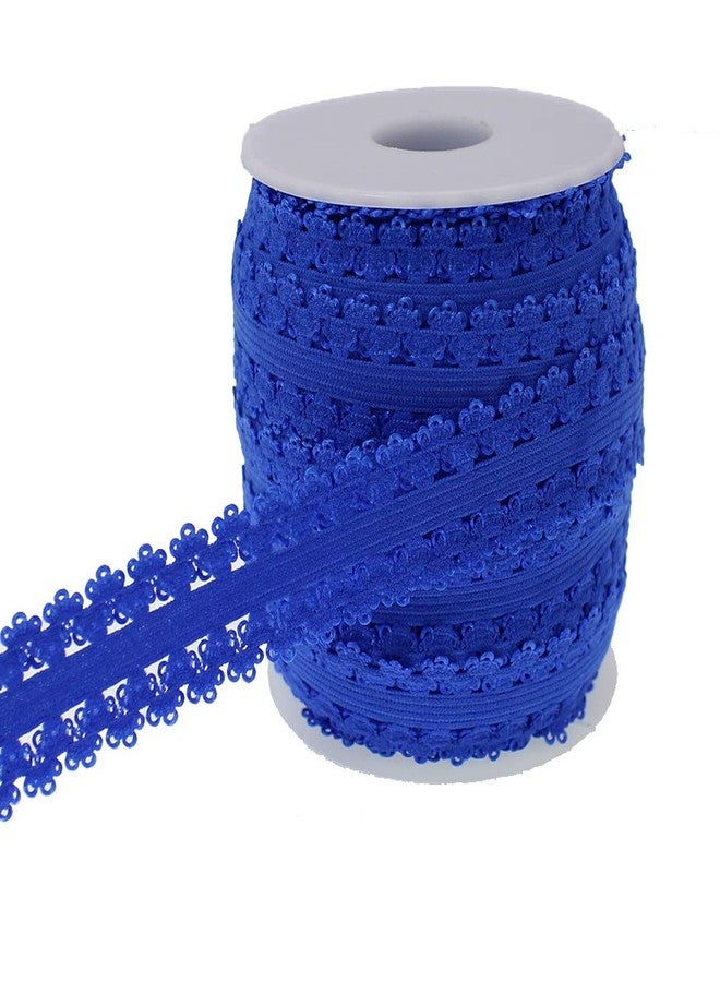 بامير تونج شريط بامير تونغ، لفة واحدة بطول 16 ياردة، حافة بيكو 3/4 بوصة، دانتيل مطاطي بحواف مكشكشة، دانتيل لأطواق الرأس (أزرق ملكي) - Image 1