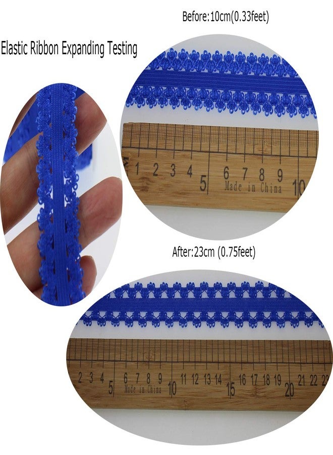 بامير تونج شريط بامير تونغ، لفة واحدة بطول 16 ياردة، حافة بيكو 3/4 بوصة، دانتيل مطاطي بحواف مكشكشة، دانتيل لأطواق الرأس (أزرق ملكي) - Image 5