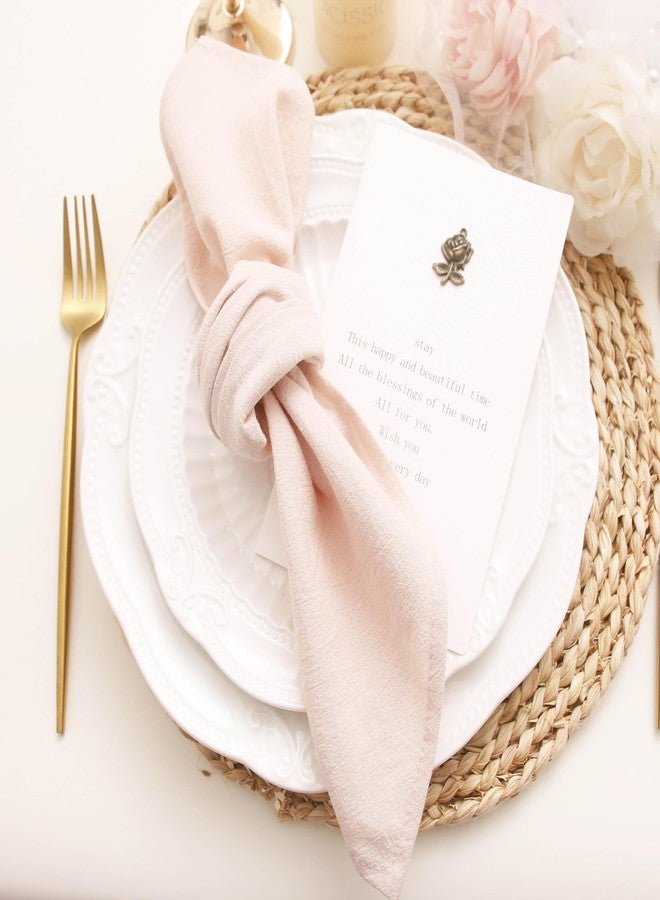 JINVASE Dinner Cloth Napkins Bulk, Cotton Linen Napkins,Washable Napkins for Weddings Decorations (Champagne Blush, 12 Pack) - Image 2