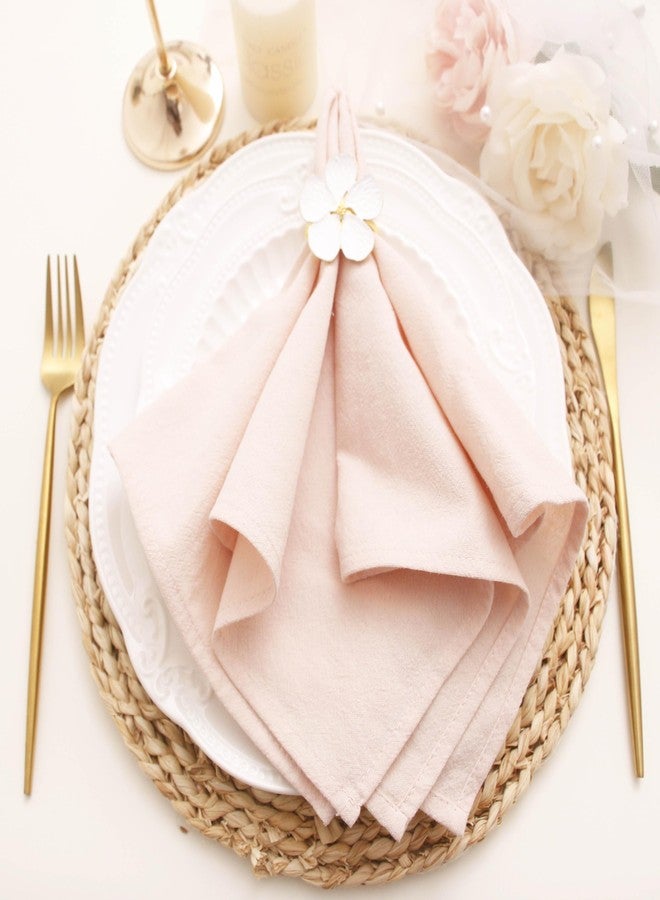 JINVASE Dinner Cloth Napkins Bulk, Cotton Linen Napkins,Washable Napkins for Weddings Decorations (Champagne Blush, 12 Pack) - Image 1