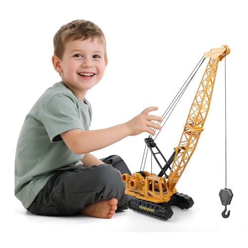 AtomDream Tech Diecast Crane Truck Toy for Boys Ages 312 Metal Construction Toy Truck with Manual Lifting Arm Heavy Duty Toy Crane Vehicles for Kids Christmas Birthday Gift for Toddlers and Children - Image 5