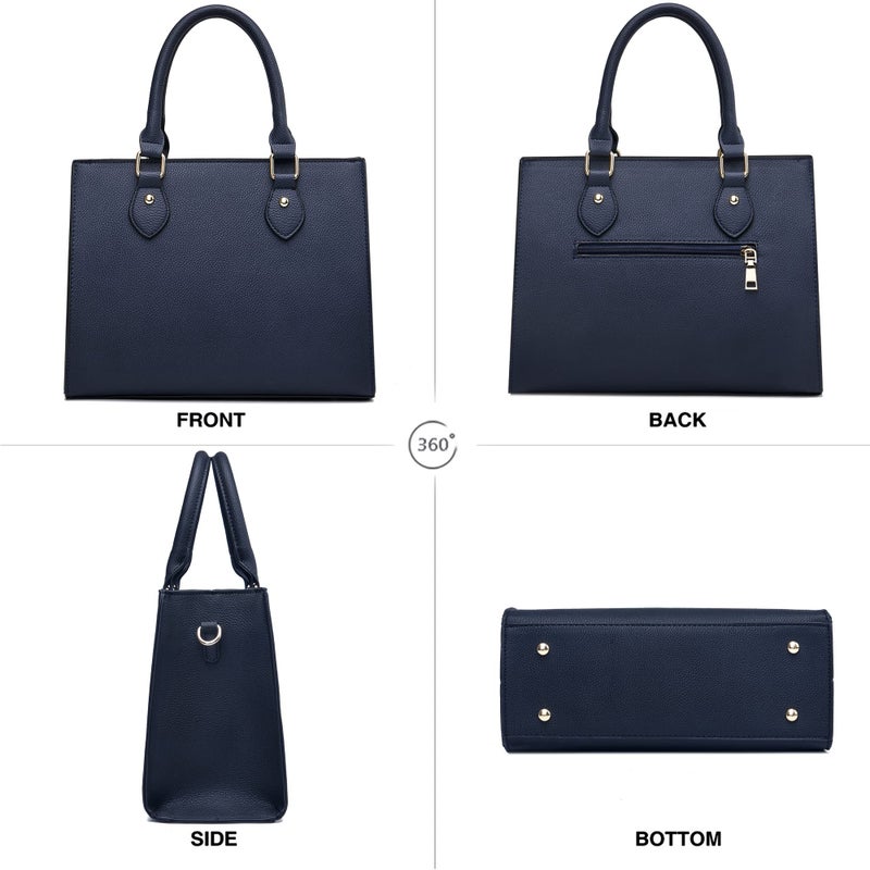CHICAROUSAL Crossbody Purses and Handbags for Women PU Leather Tote Top Handle Satchel Shoulder Bags (Liz Navy Blue) - Image 4