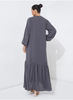 Rosette Abaya Grey Dress Abaya  - Image 3