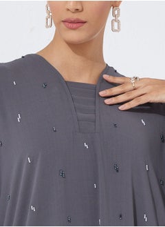 Rosette Abaya Grey Dress Abaya  - Image 2