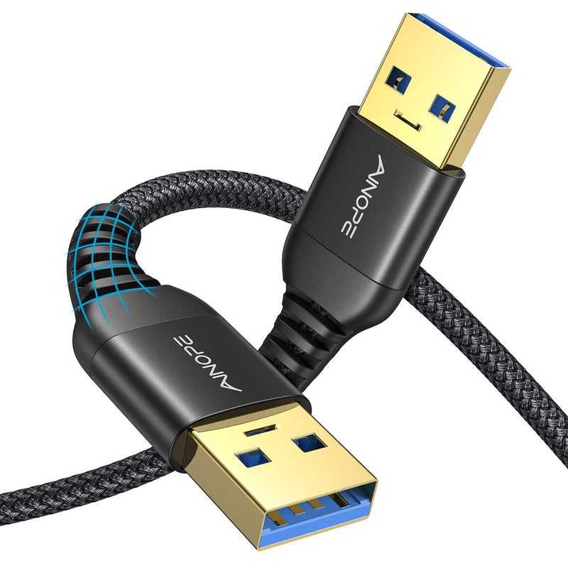 Ainope USB 3.0 A to A Male Cable 3.3FT+3.3FT,USB 3.0 to USB 3.0 Cable [Never Rupture] USB Male to Male Cable Double End USB Cord Compatible with Hard Drive Enclosures, DVD Player, Laptop Cool-Black - Image 1