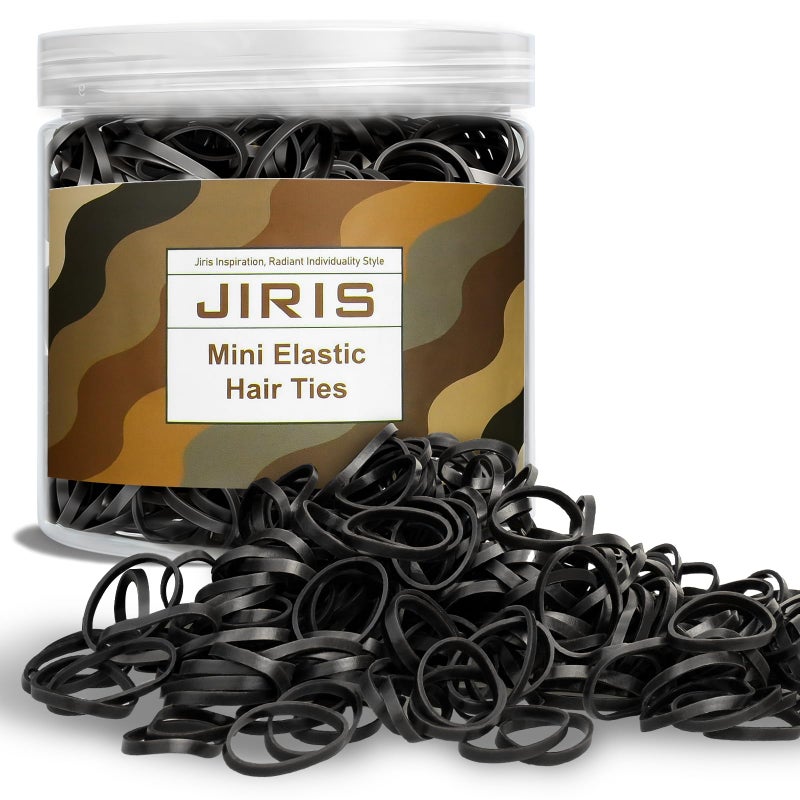 JIRIS Black 1000pcs Mini Hair Rubber Bands, Soft & Durable Plastic Elastic Hair Ties for Little Girls, Stretch Ponytail Ties for Kids Hairstyles and Braids - Image 1