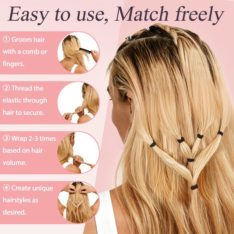 JIRIS Black 1000pcs Mini Hair Rubber Bands, Soft & Durable Plastic Elastic Hair Ties for Little Girls, Stretch Ponytail Ties for Kids Hairstyles and Braids - Image 5