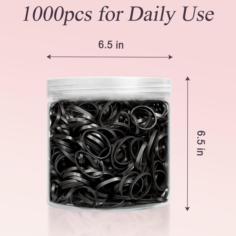 JIRIS Black 1000pcs Mini Hair Rubber Bands, Soft & Durable Plastic Elastic Hair Ties for Little Girls, Stretch Ponytail Ties for Kids Hairstyles and Braids - Image 4