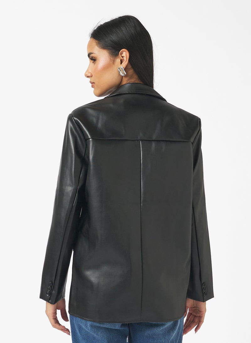 Ginger Oversize PU Leather Blazer - Image 2