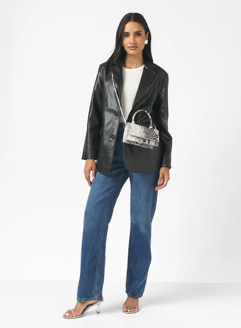 Ginger Oversize PU Leather Blazer