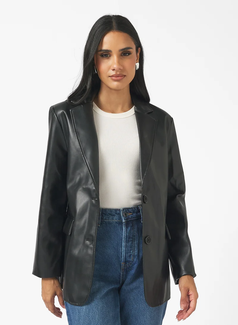 Ginger Oversize PU Leather Blazer