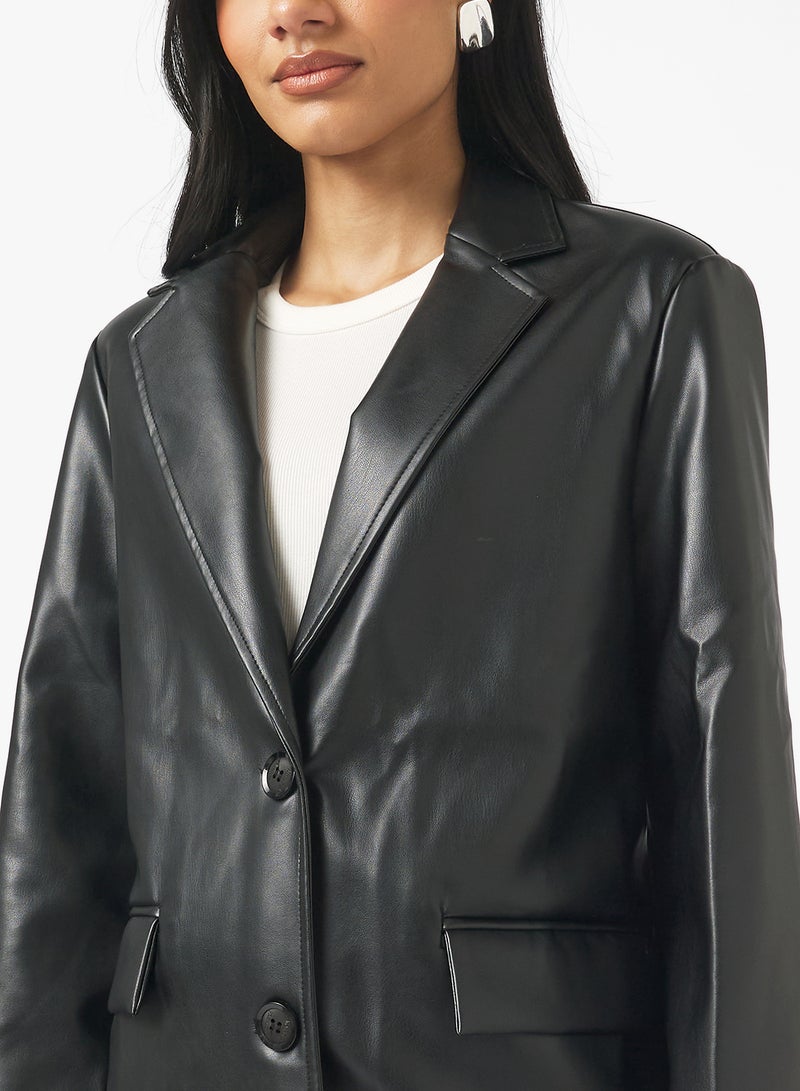 Ginger Oversize PU Leather Blazer - Image 3