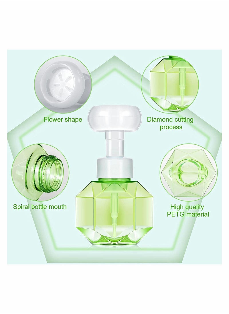 KASTWAVE Foaming Soap Dispenser, Flower Shape Refillable Bottle 300ML Bottle(2 Pcs, Blue and Green)  - Image 5