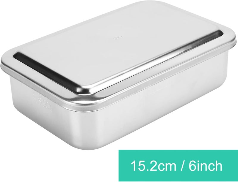 Fdit 6 Inch 304 Stainless Steel Cleaning Box with Lid, Medical Instrument Storage Tray Organizer for Hospital Clinic Dental Use - Image 3