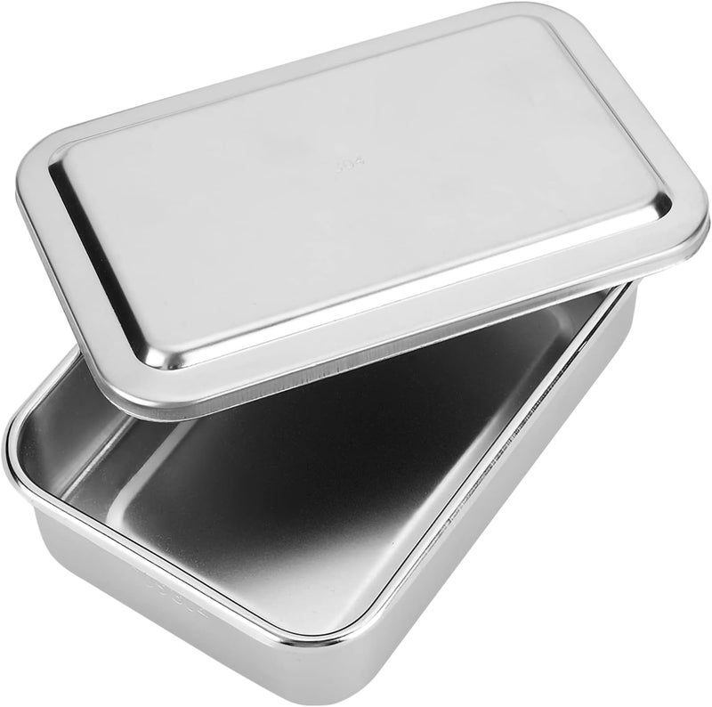 Fdit 6 Inch 304 Stainless Steel Cleaning Box with Lid, Medical Instrument Storage Tray Organizer for Hospital Clinic Dental Use - Image 1