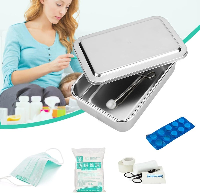 Fdit 6 Inch 304 Stainless Steel Cleaning Box with Lid, Medical Instrument Storage Tray Organizer for Hospital Clinic Dental Use - Image 5