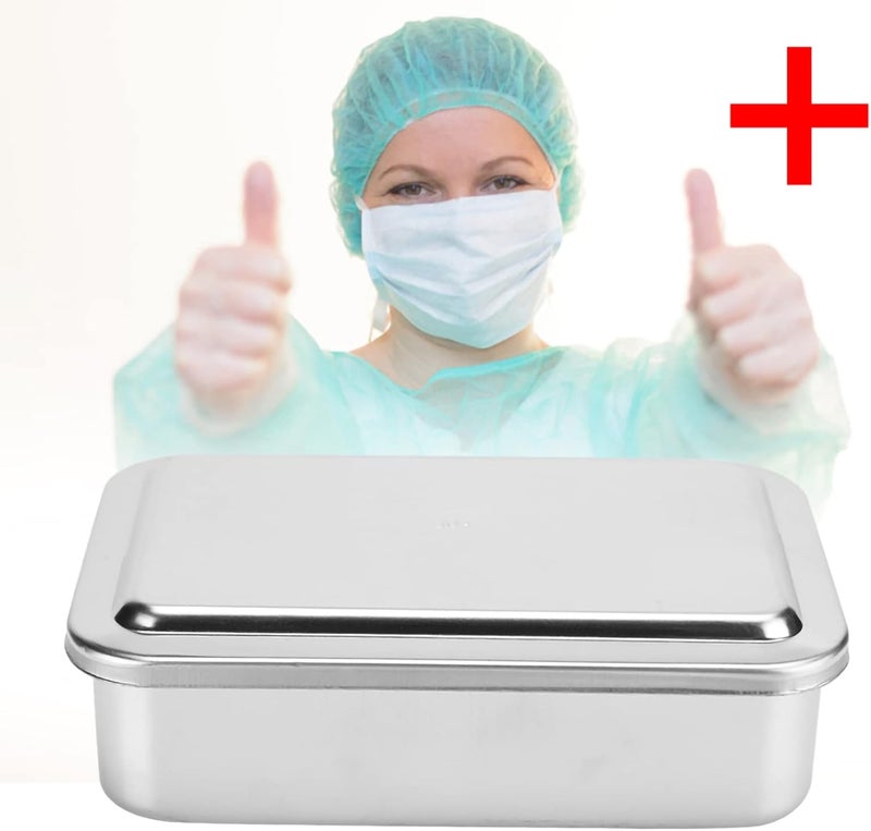 Fdit 6 Inch 304 Stainless Steel Cleaning Box with Lid, Medical Instrument Storage Tray Organizer for Hospital Clinic Dental Use - Image 2