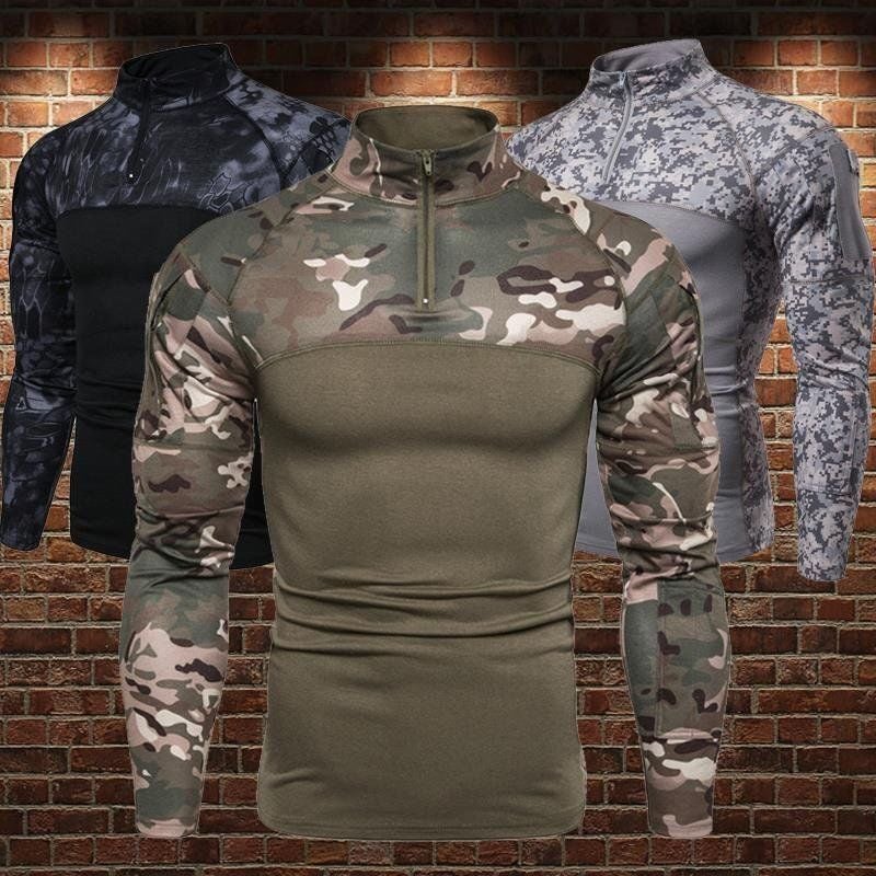 Wolf Warriors Same Style Youth Personality Battlefield Military Outdoor Fitness Camouflage Long-Sleeved T-Shirt Men'S Stretch Tight Shirt - Image 2
