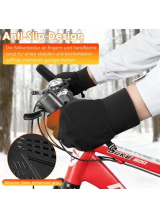 Winter Warm Gloves, Touch Screen Thermal Waterproof Windproof Elastic Anti-slip Cuff Gloves for Cycling Running Hiking Driving Riding Walking Sports Ski Mountaineering Men Women(Black,L) - view 4