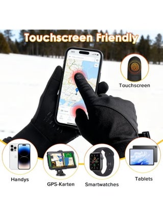 Winter Warm Gloves, Touch Screen Thermal Waterproof Windproof Elastic Anti-slip Cuff Gloves for Cycling Running Hiking Driving Riding Walking Sports Ski Mountaineering Men Women(Black,L) - view 2