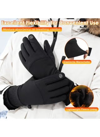 Winter Warm Gloves, Touch Screen Thermal Waterproof Windproof Elastic Anti-slip Cuff Gloves for Cycling Running Hiking Driving Riding Walking Sports Ski Mountaineering Men Women(Black,L) - view 5