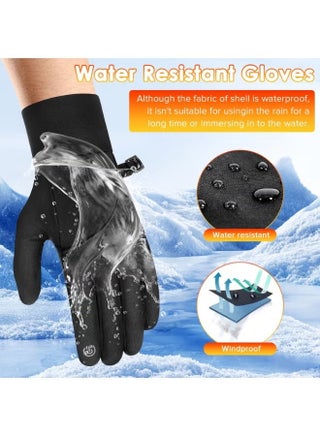 Winter Warm Gloves, Touch Screen Thermal Waterproof Windproof Elastic Anti-slip Cuff Gloves for Cycling Running Hiking Driving Riding Walking Sports Ski Mountaineering Men Women(Black,L) - view 3
