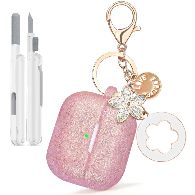 VISOOM for AirPods Pro 3 Case 2025, Silicone Case for Apple Air Pods Pro 3rd Generation Cover Women, Cute iPods 3 Protective Cover with Bling Keychain & Cleaning Kit, Bling Rose Gold - Image 1