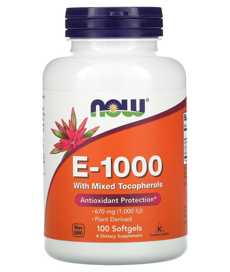 now E-1000 with Mixed Tocopherols 670 mg (1000 IU) 100 Softgels